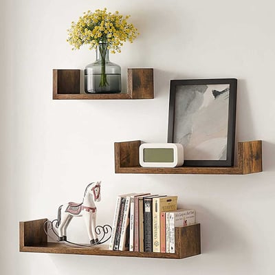 Wandplankset Konan | Kleine, middelgrote en grote wandplank | Bruin