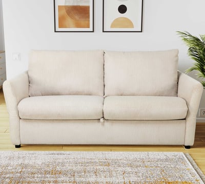Slaapbank Maho - 178x96x85cm - beige ribfluweel