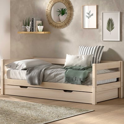 Kajuitbed Maggie - met bedlade - 90 x 200 - massief dennenhout - milky pine