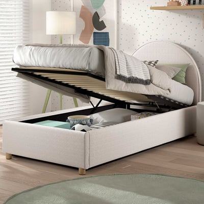 Eenpersoonsbed Maeva - 90x200cm - met opbergruimte - wit Eenpersoonsbed Maeva - 90x200cm - met opbergruimte - wit