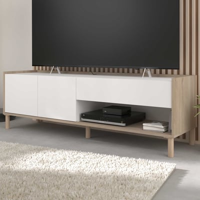 Tv-meubel Morpheus - 150x40x47cm - 2 deuren & 1 lade - eikdecor/wit
