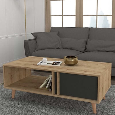 Salontafel Malmo - 120x60x45cm - met opbergruimte - eikdecor/antraciet