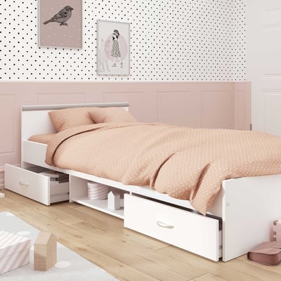 Kinderbed Alma 90x200 met opbergruimte - wit Kinderbed Alma 90x200 met opbergruimte - wit