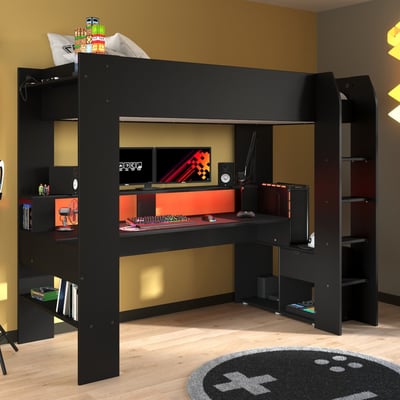 Hoogslaper met bureau Raider 90x200cm - zwart