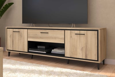 Tv-meubel Oskar - 180x40x57cm - 2 deuren & 1 lade - eikdecor/zwart
