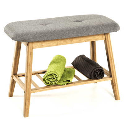Zitbank met opbergrek | 60 x 30 x 44 cm | Bamboedesign Zitbank met opbergrek | 60 x 30 x 44 cm | Bamboedesign