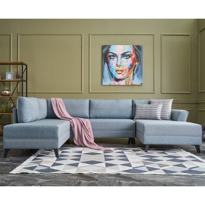 Eris Hoekslaapbank | FIR HOUTEN FRAME | Blauw