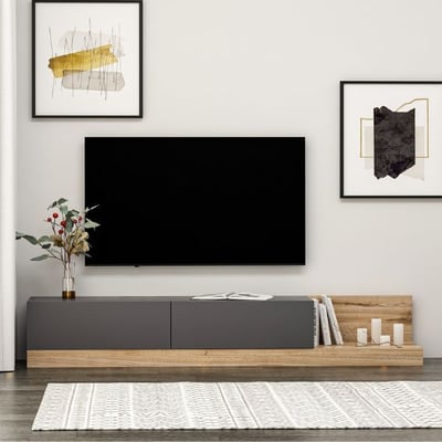 tv-meubel Woody Fashion | 180 x 37 x 30 cm | Walnut Anthracite
