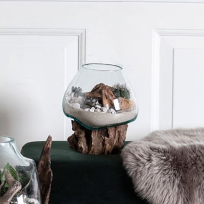 Decoratief object San Marino | Teakhout en Glas