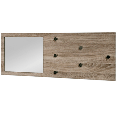 Wandkapstok met spiegel | 80 x 6 x 30 cm | Bruin