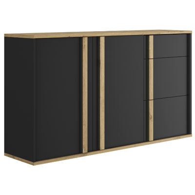 Dressoir Ralphio 160cm 2 deuren & 3 lades - zwart/eik Dressoir Ralphio 160cm 2 deuren & 3 lades - zwart/eik