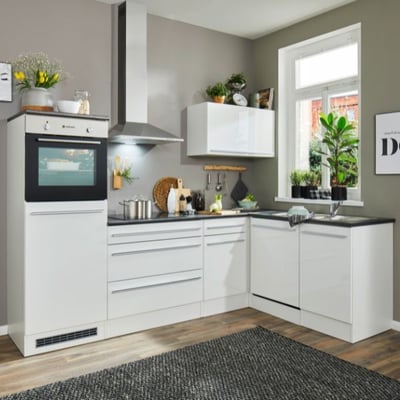 Complete keuken Jazz | Gootsteenkast, onderkast, bovenkast, koelkast- en ovenelement | Wit Complete keuken Jazz | Gootsteenkast, onderkast, bovenkast, koelkast- en ovenelement | Wit
