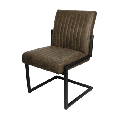 Set van 2 eetkamerstoelen Texas Yachtleder/metaal – kaki