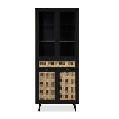Vitrinekast Daka | 80 x 40 x 195 cm | Zwart Vitrinekast Daka | 80 x 40 x 195 cm | Zwart