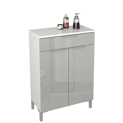 Badkamerkast Glam 60cm 2 deuren & 1 lade - hoogglans grijs