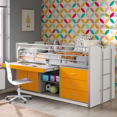 Halfhoogslaper met bureau Bonny 95 - oranje Halfhoogslaper met bureau Bonny 95 - oranje