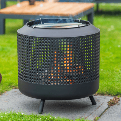 Vuurkorf Cesta 50cm met barbecuerooster staal - zwart