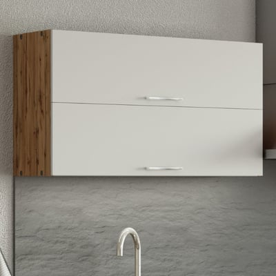 Keukenhangkast Sorrella 100cm met 2 opklapdeuren - wit/eik Keukenhangkast Sorrella 100cm met 2 opklapdeuren - wit/eik