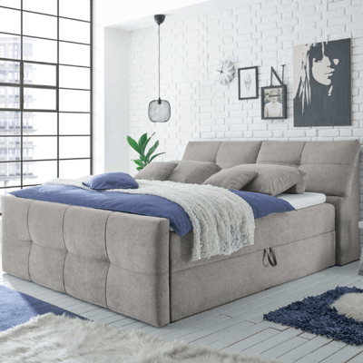 Boxspring Fitzroy 160x200cm met opbergruimte - grijs