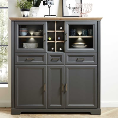 Buffetkast Samine 3 lades, 5 deuren & 6 vakken - grafiet/eik Buffetkast Samine 3 lades, 5 deuren & 6 vakken - grafiet/eik