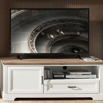 TV-meubel Samine 143cm 1 deur & 1 lade - wit/eik TV-meubel Samine 143cm 1 deur & 1 lade - wit/eik