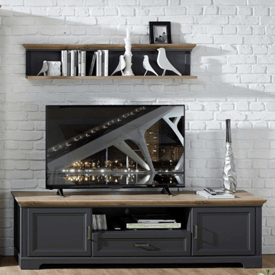 TV-meubel Samine 193cm 2 deuren & 1 lade - grafiet/eik TV-meubel Samine 193cm 2 deuren & 1 lade - grafiet/eik