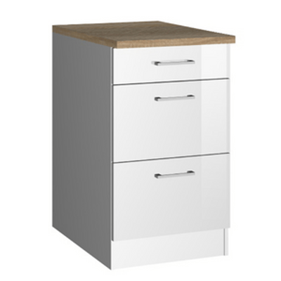 Keukenonderkast Ragnar 50cm met 3 lades - wit/eik Keukenonderkast Ragnar 50cm met 3 lades - wit/eik
