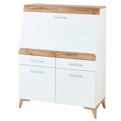 Secretaire Vanya met 3 deuren & 2 lades - wit/eik Secretaire Vanya met 3 deuren & 2 lades - wit/eik