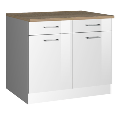 Keukenonderkast Ragnar 100cm met 2 deuren & 2 lades - wit Keukenonderkast Ragnar 100cm met 2 deuren & 2 lades - wit
