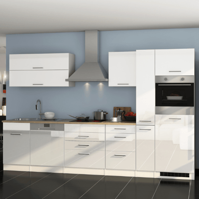 Kitchenette Ragnar 330cm met oven en vaatwas - hoogglans wit Kitchenette Ragnar 330cm met oven en vaatwas - hoogglans wit