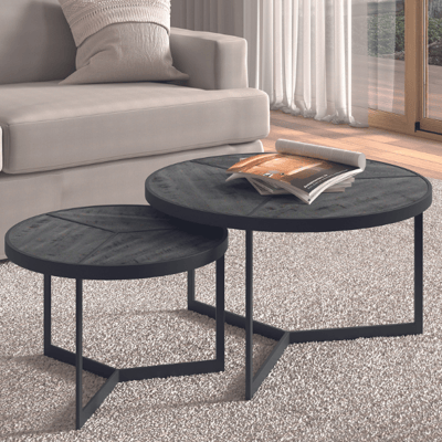 Set van 2 salontafels Arya - zwart mangohout