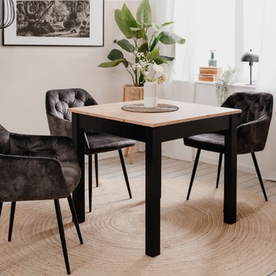 Verlengbare eettafel Coburg 80/120 x 80cm - eikdecor/zwart