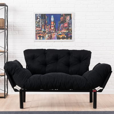 Sofa-bed met 2 zitplaatsen | Comfortabel en stijlvol | Zwart Sofa-bed met 2 zitplaatsen | Comfortabel en stijlvol | Zwart