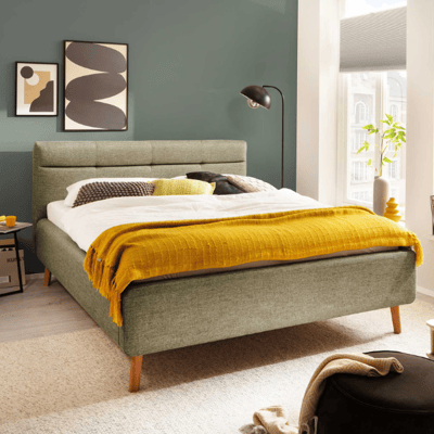 Tweepersoonsbed Laika 160x200cm met opbergruimte - mosgroen