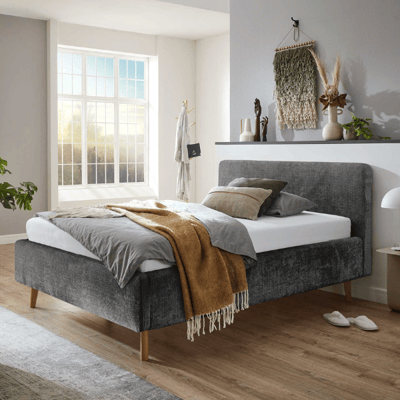 Gestoffeerd bed Younes 140x200cm - antraciet