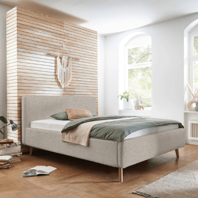 Tweepersoonsbed Dalila 160x200cm teddystof - beige
