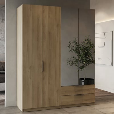 Kledingkast Spectre 157cm met spiegel - eik Kledingkast Spectre 157cm met spiegel - eik
