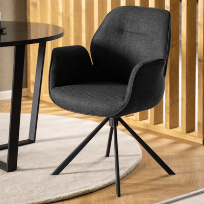 Eetkamerstoel Aubin met armleuning - antraciet/zwart