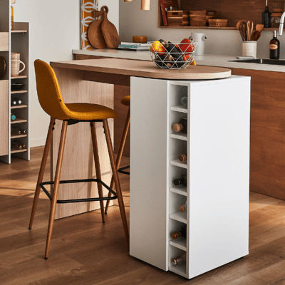 Roterende bartafel Laury-wit/eik