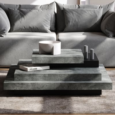Salontafel Selena 110x110 - beton/zwart Salontafel Selena 110x110 - beton/zwart