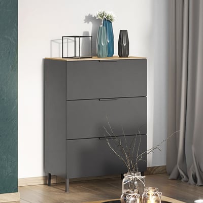 Ladekast Calista 68cm met 3 lades - antraciet/eik
