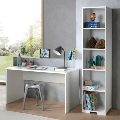 Combinatie London met bureau en boekenkast-wit Combinatie London met bureau en boekenkast-wit