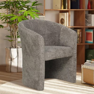 Charlie' Bruine Bouclé kuipstoel | Spaanplaat en PU Bekleding | H 81 x B 64 x D 62 cm Charlie' Bruine Bouclé kuipstoel | Spaanplaat en PU Bekleding | H 81 x B 64 x D 62 cm
