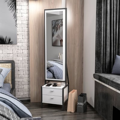 Make-up tafel Woody Fashion - 35x41x170 cm - Wit 