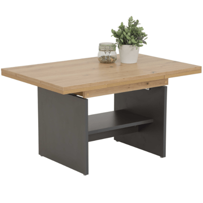 Salontafel Marcella 90/142x68x47/57 cm-artisanale eik/antraciet Salontafel Marcella 90/142x68x47/57 cm-artisanale eik/antraciet