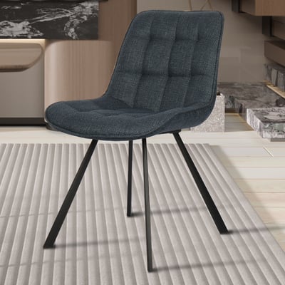 Ariba Donkerblauwe stoffen stoel met metalen poten | 80 x 51 x 61 cm Ariba Donkerblauwe stoffen stoel met metalen poten | 80 x 51 x 61 cm
