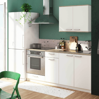 Kitchenette Chef - Bovenkast, onderkasten voor oven, spoelbak en kookplaat - Wit/MDF