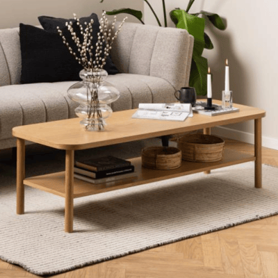 Rechthoekige salontafel Banbury - 150x50x42 - eikfineer Rechthoekige salontafel Banbury - 150x50x42 - eikfineer