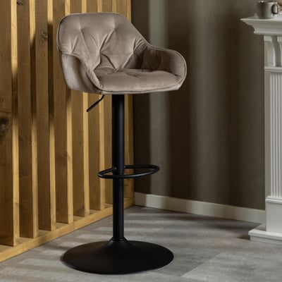 Verstelbare barkruk Lynn - velours - draaibaar - beige Verstelbare barkruk Lynn - velours - draaibaar - beige