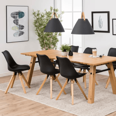 Eetkamerstoel Dima - kunstleer - rubberhout - zwart Eetkamerstoel Dima - kunstleer - rubberhout - zwart
